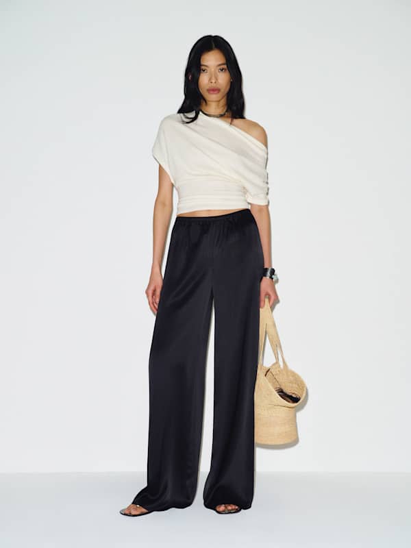 Celine Low Rise Silk Wide Leg Pant - Black
